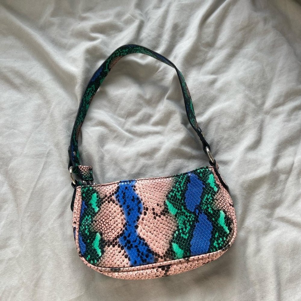 snakeskin 90s shoulder bag